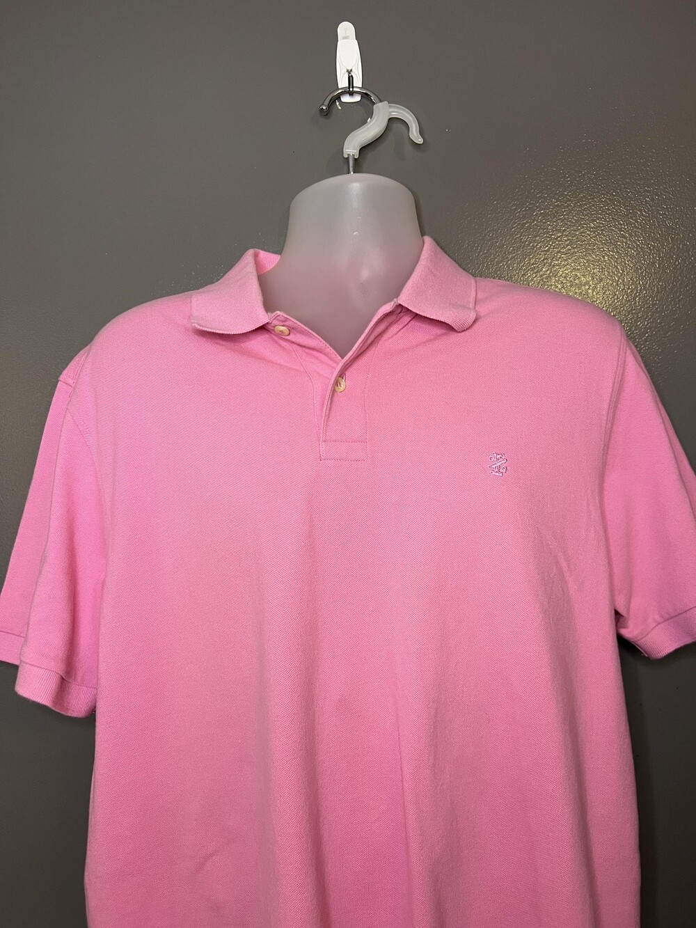 IZOD Polo Shirt Mens XL Pink Solid Cotton Knit Golf Logo Pique Short Sleeve